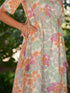Cream Pure Cotton Floral Printed A-line Kurta Pant Set